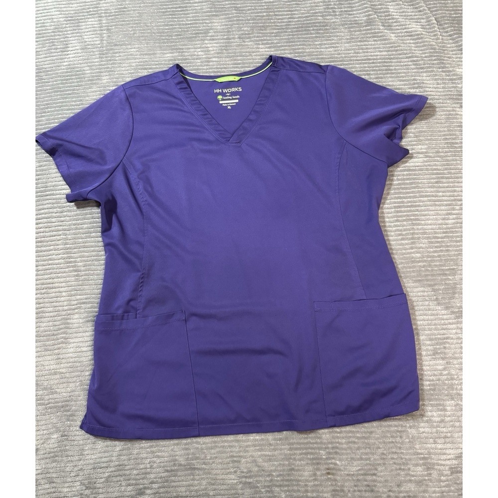 HH Works women's purple V-neck scrub top. Xl
